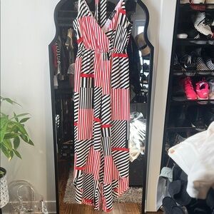Akira Striped Dress in Red and Black